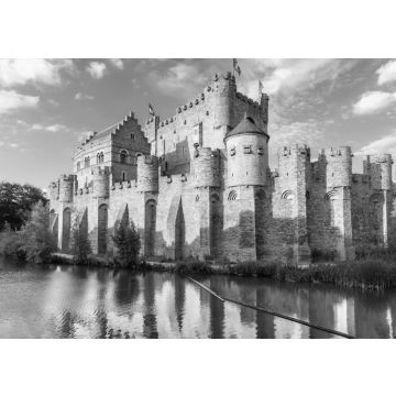 Lais Puzzle - Mittelalterliches Schloss Gravensteen (Schloss der Grafen) in Gent, Belgien in schwarz weiß - 500, 1.000 & 2.000 Teile