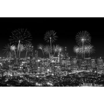 Lais Puzzle - Feuerwerk über Brisbane City vom Mount Coot-tha. Queensland in schwarz weiß - 2.000 Teile