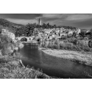 Lais Puzzle - Das Dorf Olargues in der Region Languedoc (Frankreich) in schwarz weiß - 500, 1.000 & 2.000 Teile