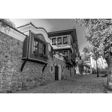 Lais Puzzle - Erstaunliche Straße in der Stadt Plovdiv in Bulgarien in schwarz weiß - 2.000 Teile