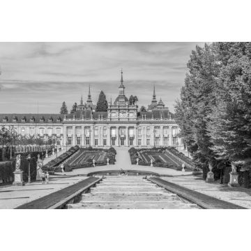 Lais Puzzle - Blick auf den Palast la Granja de San Ildefonso von den Gärten aus, Spanien in schwarz weiß - 2.000 Teile