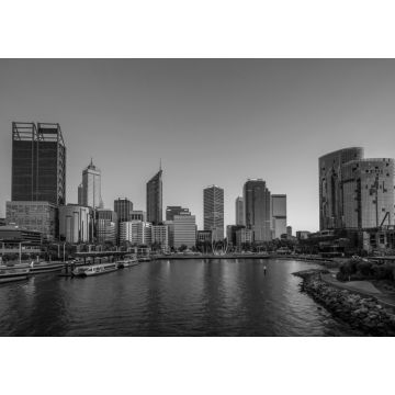 Lais Puzzle - Skyline von Perth bei Nacht in Westaustralien in schwarz weiß - 1.000 Teile