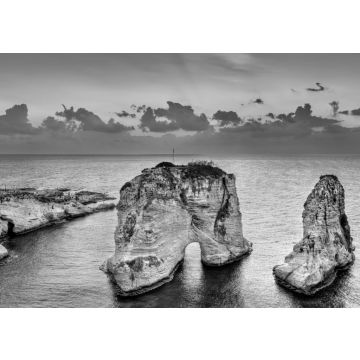 Lais Puzzle - Raouche oder Taubenfelsen in Beirut, Libanon in schwarz weiß - 500, 1.000 & 2.000 Teile