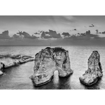 Lais Puzzle - Raouche oder Taubenfelsen in Beirut, Libanon in schwarz weiß - 1.000 Teile