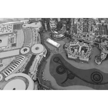 Lais Puzzle - Luftaufnahme der Stadt Dubai Malli, Vereinigte Arabische Emirate in schwarz weiß - 2.000 Teile