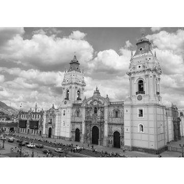 Lais Puzzle - Die Basilika-Kathedrale von Lima auf dem Plaza Mayor, Lima, Peru, Südamerika in schwarz weiß - 500, 1.000 & 2.000 Teile