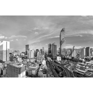 Lais Puzzle - Bangkok Cityscape Business District, Height Tower, Office, Condominium - Panoramablick mit Height Building am Nachmittag in schwarz weiß - 2.000 Teile