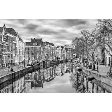 Lais Puzzle - Traditionelle Häuser an einer Gracht in Leiden, Niederlande in schwarz weiß - 2.000 Teile
