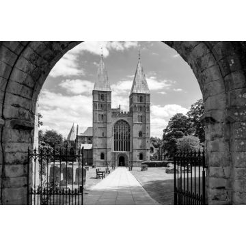 Lais Puzzle - Southwell Mister und romanische Kathedrale in Nottinghamshire, England in schwarz weiß - 2.000 Teile