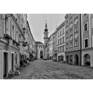 Lais Puzzle - Linz, Österreich. Stadtzentrum von Linz im Winter in schwarz weiß - 1.000 Teile