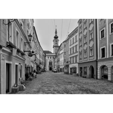Lais Puzzle - Linz, Österreich. Stadtzentrum von Linz im Winter in schwarz weiß - 2.000 Teile