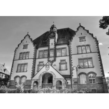Lais Puzzle - Front side of a german public school, Lohr am Main in schwarz weiß - 500, 1.000 & 2.000 Teile