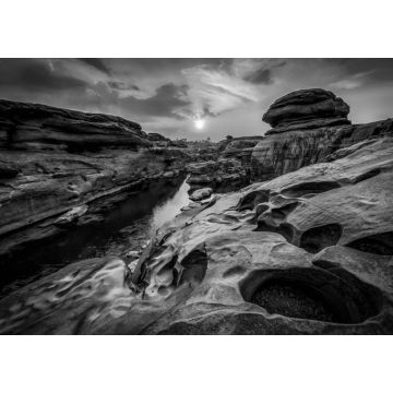 Lais Puzzle - Landschaft bei Sonnenuntergang am Sam Phan Bok in Ubonratchathani, ungesehen in Thailand. Der Grand Canyon in schwarz weiß - 1.000 Teile