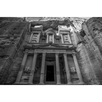 Lais Puzzle - Unglaublicher und mystischer Blick auf das Al-Khazneh-Grabmal. Das Schatzgrab von Petra, Jordanien in schwarz weiß - 2.000 Teile