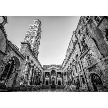 Lais Puzzle - Der Diokletianspalast in Split, Kroatien - Der berühmte Diokletianspalast ist ein antiker Palast, der für Kaiser Diokletian im historischen Zentrum von Split, Kroatien, errichtet wurde in schwarz weiß - 1.000 Teile