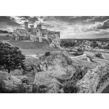 Lais Puzzle - Berühmte Burg Ogrodzieniec im Dorf Podzamcze, eine der 25 mittelalterlichen Burgen auf dem Adlernestweg, Polen in schwarz weiß - 500, 1.000 & 2.000 Teile