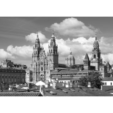 Lais Puzzle - Blick auf die Kathedrale von Santiago de Compostela in schwarz weiß - 1.000 Teile