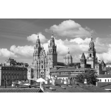 Lais Puzzle - Blick auf die Kathedrale von Santiago de Compostela in schwarz weiß - 2.000 Teile