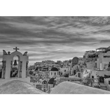 Lais Puzzle - Das Dorf Oia auf der Insel Santorin bei Sonnenuntergang in Griechenland in schwarz weiß - 500, 1.000 & 2.000 Teile