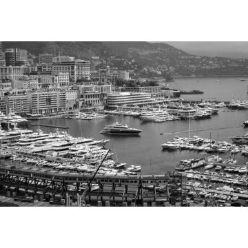Lais Puzzle - Hafen von La Condamine. Stadtbild und Hafen von Monte Carlo. Fürstentum Monaco in schwarz weiß - 2.000 Teile