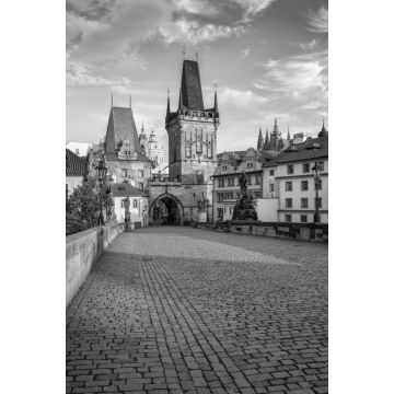 Lais Puzzle - Karlsbrücke in Prag / Schöner sonniger Morgenblick auf die Karlsbrücke in Prag, Tschechische Republik in schwarz weiß - 2.000 Teile