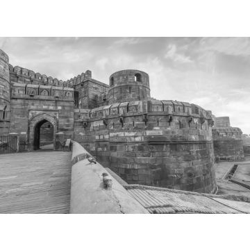 Lais Puzzle - Historisches mittelalterliches Agra Fort aus rotem Sandstein bei Sonnenaufgang mit stimmungsvollem Himmel. Agra Fort ist ein UNESCO-Weltkulturerbe in schwarz weiß - 500, 1.000 & 2.000 Teile