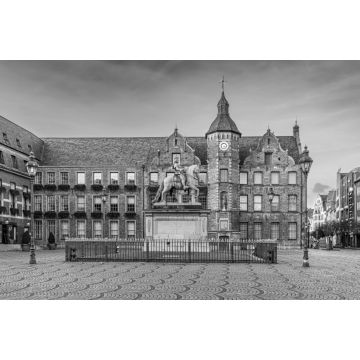 Lais Puzzle - Jan-Wellem-Statue, Rathaus, Marktplatz, Altstadt von Düsseldorf, Deutschland in schwarz weiß - 2.000 Teile