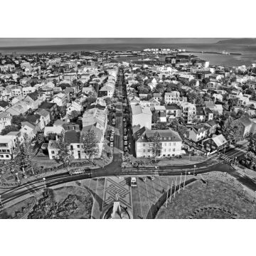 Lais Puzzle - Panorama von Reykjavík - der Hauptstadt und größten Stadt Islands in schwarz weiß - 500, 1.000 & 2.000 Teile