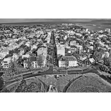 Lais Puzzle - Panorama von Reykjavík - der Hauptstadt und größten Stadt Islands in schwarz weiß - 2.000 Teile