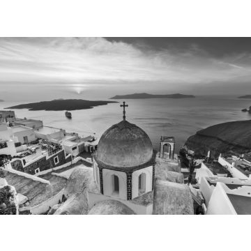 Lais Puzzle - Santorin, Griechenland. Das malerische Dorf Fira bei Sonnenuntergang in schwarz weiß - 500, 1.000 & 2.000 Teile
