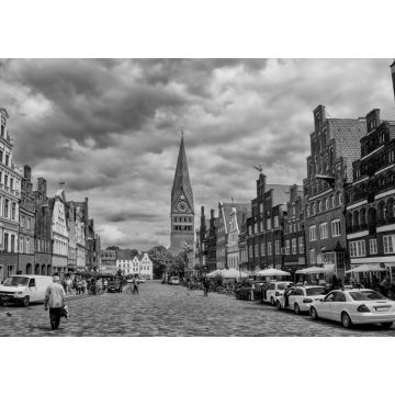 Lais Puzzle - Historische Altstadt in Lüneburg, Deutschland in schwarz weiß - 1.000 Teile