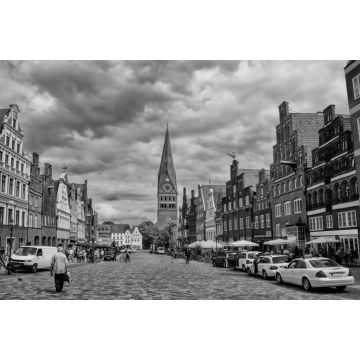 Lais Puzzle - Historische Altstadt in Lüneburg, Deutschland in schwarz weiß - 2.000 Teile
