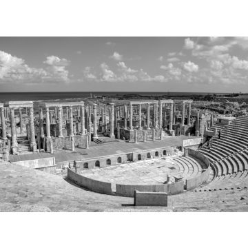 Lais Puzzle - Das Amphitheater in einer der am besten erhaltenen römischen Kolonien an der afrikanischen Küste des Mittelmeeres im heutigen Libyen in schwarz weiß - 500, 1.000 & 2.000 Teile