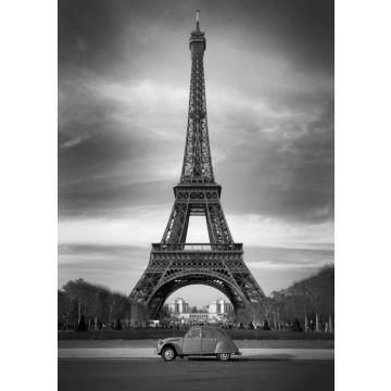 Lais Puzzle - Roter Wagen vor Eiffelturm Paris in schwarz weiß - 500, 1.000 & 2.000 Teile