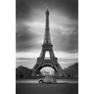 Lais Puzzle - Roter Wagen vor Eiffelturm Paris in schwarz weiß - 2.000 Teile