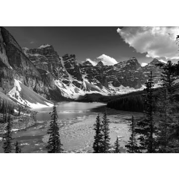 Lais Puzzle - Türkisfarbenes Wasser des Moraine Lake bei Sonnenuntergang in schwarz weiß - 500, 1.000 & 2.000 Teile