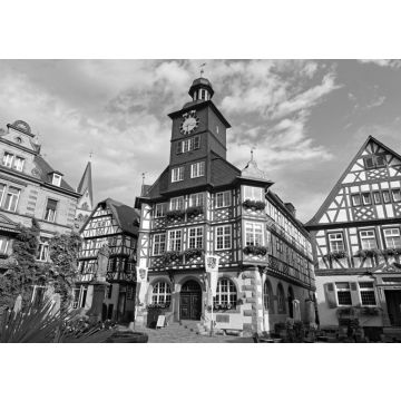 Lais Puzzle - Rathaus im historischen Zentrum von Heppenheim an der Bergstraße, Hessen, Deutschland in schwarz weiß - 500, 1.000 & 2.000 Teile