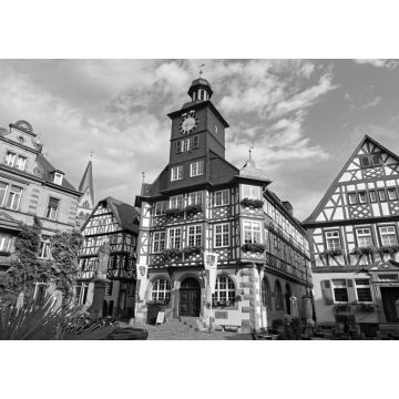 Lais Puzzle - Rathaus im historischen Zentrum von Heppenheim an der Bergstraße, Hessen, Deutschland in schwarz weiß - 1.000 Teile