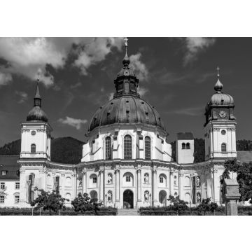 Lais Puzzle - Abtei Ettal, Kloster Ettal in der Nähe von Oberammergau in Bayern, Deutschland. in schwarz weiß - 500, 1.000 & 2.000 Teile