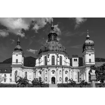 Lais Puzzle - Abtei Ettal, Kloster Ettal in der Nähe von Oberammergau in Bayern, Deutschland. in schwarz weiß - 2.000 Teile