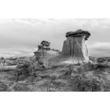 Lais Puzzle - Badlands im Tal des Red Deer River im Dinosaur Provincial Park in Alberta, Kanada in schwarz weiß - 2.000 Teile