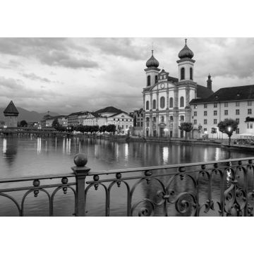 Lais Puzzle - Luzern Schweizer Stadt an hundert Schweizer Seen in schwarz weiß - 1.000 Teile