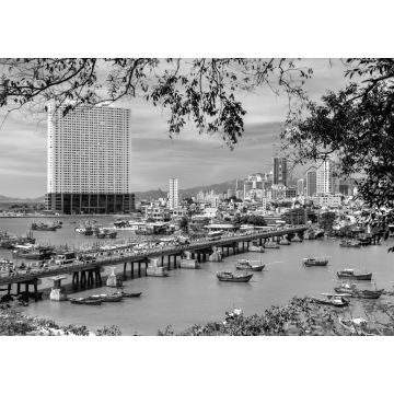 Lais Puzzle - Blick auf die Stadt Nha Trang in Vietnam in schwarz weiß - 1.000 Teile