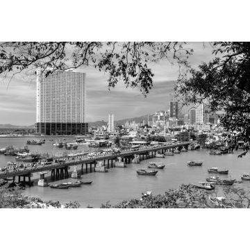 Lais Puzzle - Blick auf die Stadt Nha Trang in Vietnam in schwarz weiß - 2.000 Teile