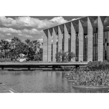 Lais Puzzle - Schöner Blick auf das Itamaraty-Palastgebäude in Brasilia, Brasilien in schwarz weiß - 1.000 Teile