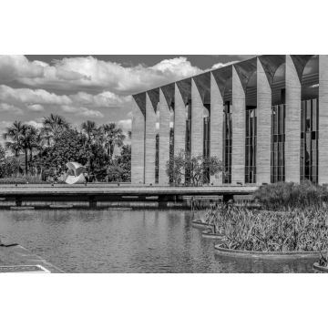 Lais Puzzle - Schöner Blick auf das Itamaraty-Palastgebäude in Brasilia, Brasilien in schwarz weiß - 2.000 Teile