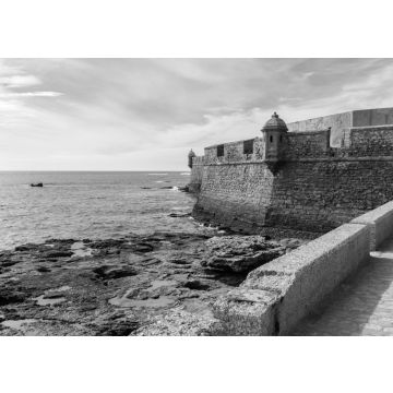 Lais Puzzle - Burg von San Sebastian in Cadiz, Andalusien, Spanien in schwarz weiß - 500, 1.000 & 2.000 Teile