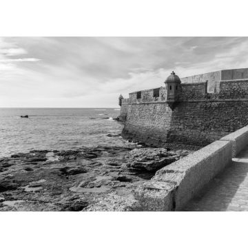 Lais Puzzle - Burg von San Sebastian in Cadiz, Andalusien, Spanien in schwarz weiß - 1.000 Teile