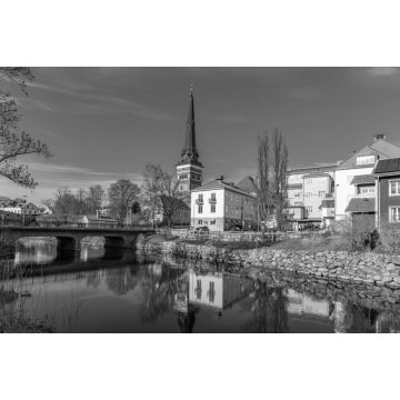 Lais Puzzle - Gamla stan Viertel und Kathedrale in Vasteras, Schweden in schwarz weiß - 2.000 Teile
