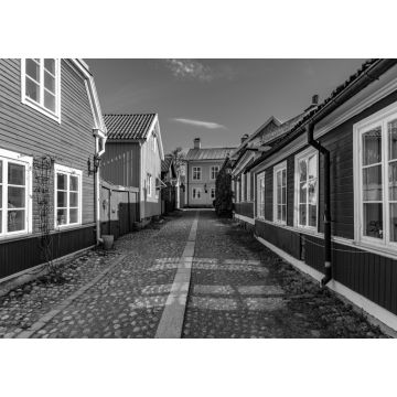 Lais Puzzle - Traditionelle Holzgebäude im Viertel Gamla Stan in Gavle, Schweden in schwarz weiß - 1.000 Teile